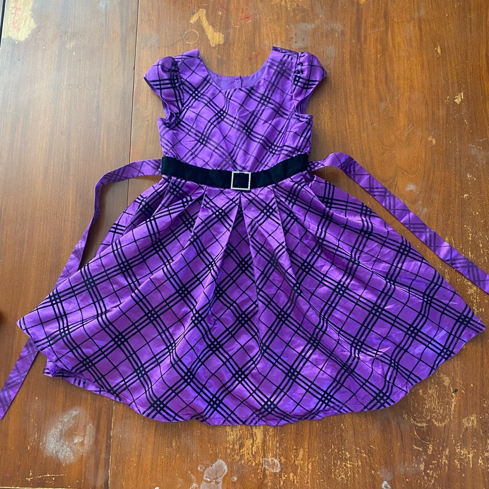 Purple and Velvet Black Little girls dress